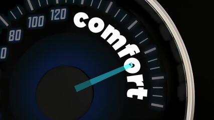 Comfort Level Speedometer Increase Your Peace Happiness Satisfaction 3d Animation