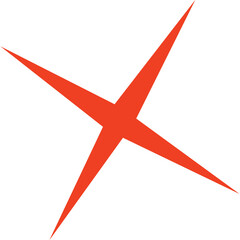 Abstract Red Starburst Shape With Four Points on White Background Ideal for Graphic Design and Digital Art Elements