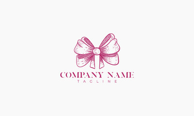 Hand-Drawn Pink Bow with Company Name and Tagline