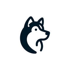 Minimalist Husky Head Vector Icon Illustration