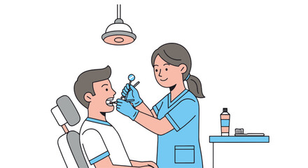 Professional Dentist Performing a Thorough Oral Examination on a Patient, Emphasizing Comprehensive Dental Healthcare and Preventive Measures