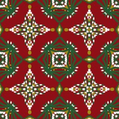 Happy Holiday Ikat Seamless Pattern - Christmas Ikat Pattern - Xmas Ikat Holiday design - Fabrics and Textile Pattern - Wallpaper Christmas - Tile pattern 