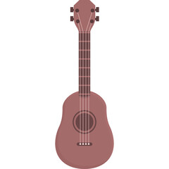 Obraz premium Acoustic guitar illustration in a flat design style with a rose brown color palette and a transparent background highlighting its simple and clean aesthetic