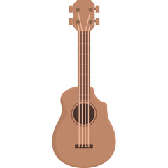 Obraz premium Acoustic Ukulele Guitar With Four Strings And Wooden Brown Finish Isolated On White Background With Cutout Detail