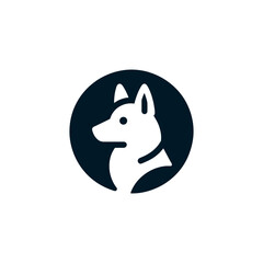 Minimalist Dog Logo Design in Negative Space Circle