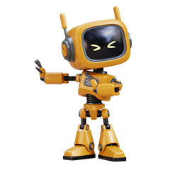 Fototapeta premium 3D Yellow Cute Robot Giving Refusal and Rejection Gesture