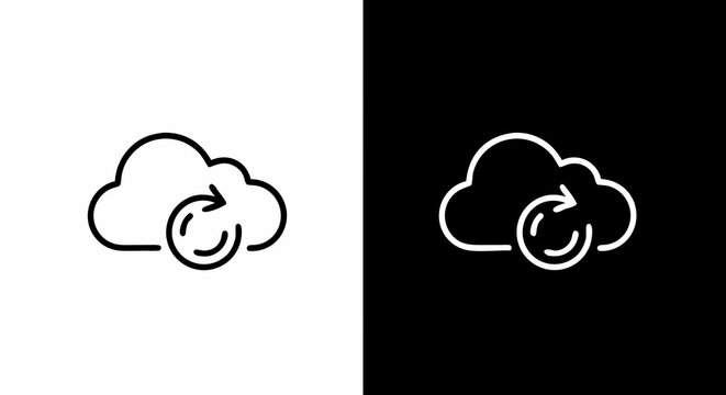 modern cloud data synchronization vector icon set