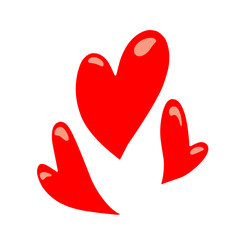 Flat vector illustration of red hearts, simple and clean design perfect for love, romance, and Valentine&rsquo;s Day themed graphics