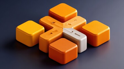 Cube Block 3D Render - Abstract Design & Geometric Stock Photo, Cubes, Blocks