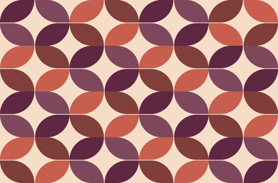Retro seamless pattern 70s inspired illustration red and purple vector