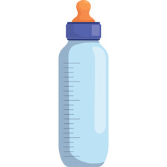Baby Bottle With Orange Nipple And Blue Lid Transparent Background