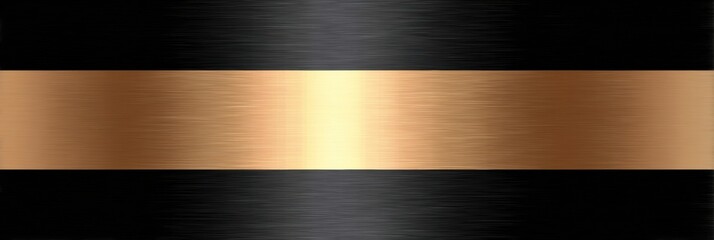 Metallic Texture Featuring a Sleek Black Background With a Prominent Gold Stripe, Ideal for Design Projects and Backgrounds