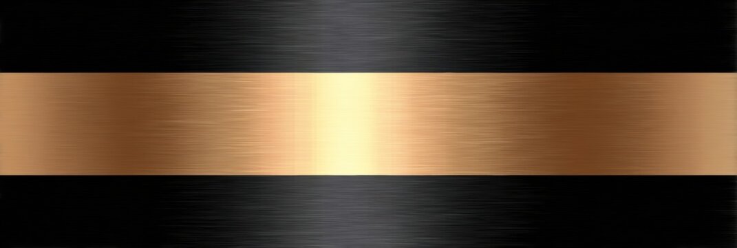 Metallic Texture Featuring a Sleek Black Background With a Prominent Gold Stripe, Ideal for Design Projects and Backgrounds