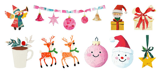 PNG Festive holiday clipart collection, element set on transparent background
