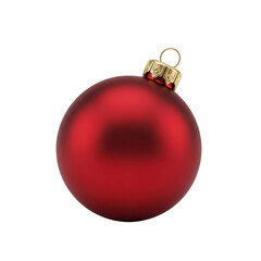 A single red christmas ornament with a gold cap, isolated on a transparent background, perfect for holiday decoration and design projects