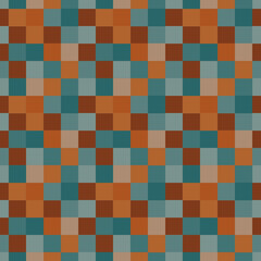 Brown and Teal Checks Seamless Repeat
