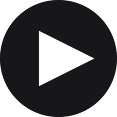 Black Circle With White Play Button Icon And Transparent Background Ideal For Digital Media Playback Controls And User Interface Elements