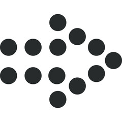 Black Dotted Arrow Pointing Right On Transparent Background With A White Backdrop