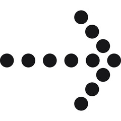 Black Dotted Arrow Shape Pointing Right Direction on Transparent Background Simple Graphic Element for Navigation and Directional Indicators