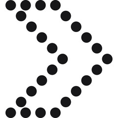 Black Dotted Arrow Symbol Pointing Right on Transparent Background
