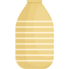 Beige Ceramic Bottle With Horizontal Stripes Decorative Container With Smooth Texture And Simple Design