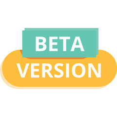 Beta Version Text Label With Teal And Orange Rectangles On A Transparent Background Simple Flat Design Elements