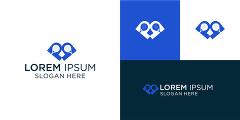 Modern company logo design featuring abstract teamwork concept with connected shapes, perfect for innovative tech startups or collaborative business ventures seeking a fresh brand identity