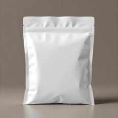 White Foil Snack Bag Mockup on Brown Background