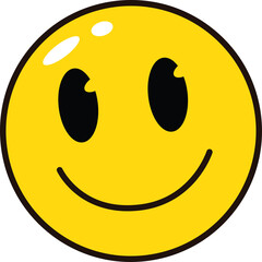 Fototapeta premium Bright Yellow Smiley Face Icon with Black Outline and Features on a Transparent Background