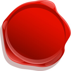 Bright Red Wax Seal Emblem With Glossy Texture And Shadow Effect On Transparent Background Ideal For Official Document Authentication And Stamping