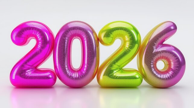 Colorful 2026 Balloon Numbers on White Background