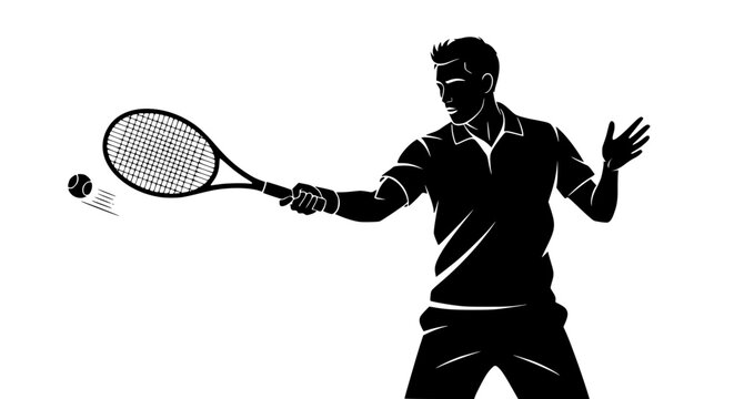 Vector of a tennis player hitting the ball with racket