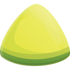 Bright Yellow Triangular Object With Green Base Against Transparent Background Smooth Gradient Lighting.