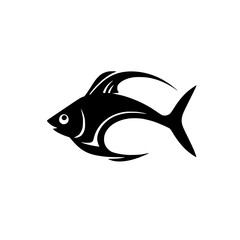 Obraz premium Dynamic black fish silhouette symbolizing freedom and movement in water