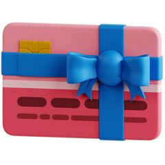 3D illustration of Gift Card for digital shops, UI design, apps, marketplaces, showcasing online shopping visuals HD.