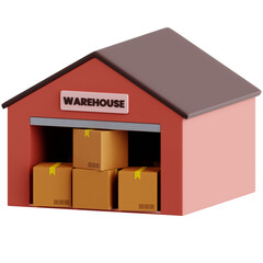 Professionally rendered 3D icon pack illustrating warehouse management, storage, and logistics for modern e-commerce and online business visual design projects.