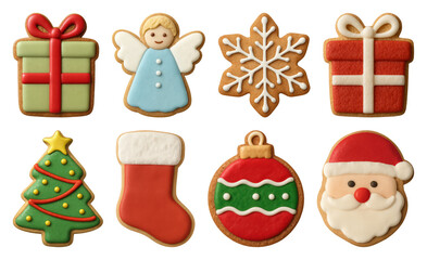 Fototapeta premium PNG Festive Christmas themed cookies, element set on transparent background