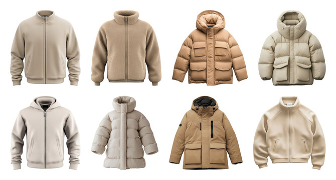 PNG Stylish winter jackets collection, element set on transparent background