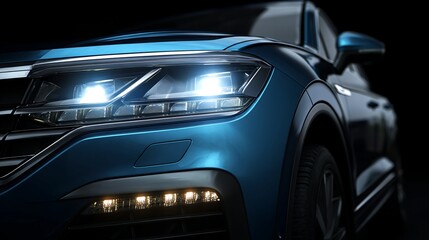 Blue Car Headlight and Fog Lights