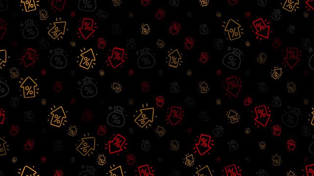 Financial Data Pattern Background with Rate Icons