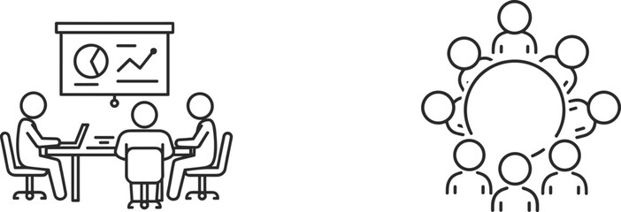 Team meeting presentation, office collaboration, corporate discussion, business communication, teamwork strategy planning, brainstorming concept, management leadership