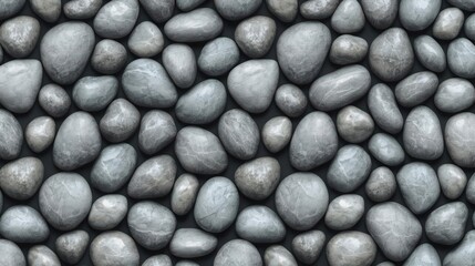 Seamless pattern of smooth gray pebbles for natural backgrounds