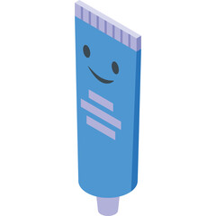 Blue Tube With A Smiley Face And Purple Cap On A White Background With A Transparent Background