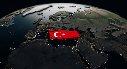 Turkey Map Flag Globe Rendering