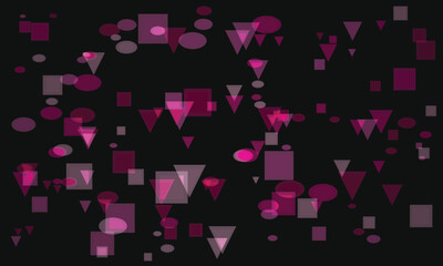 Abstract floating geometrical shapes on dark background design template concept