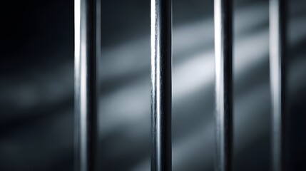 Metallic vertical bars cast dramatic diagonal shadows in a low key environment