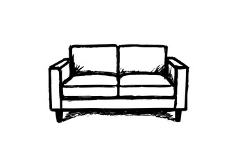 Sofa hand drawn simple sketch vector illustration