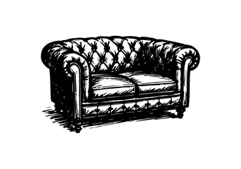 Sofa hand drawn simple sketch vector illustration