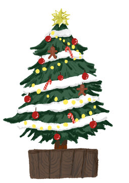 手描きのかわいいクリスマスツリー