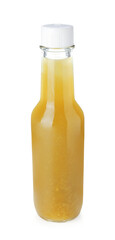 Bottle of jalapeno sauce isolated on white